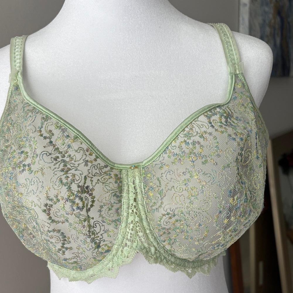 EMPREINTE Cassiopeia Elegant Lace Underwire Bra in Light Green 36 E